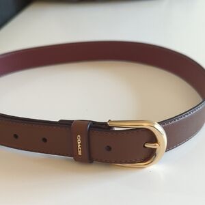 Coach Brown Leather Belt with Gold Buckle